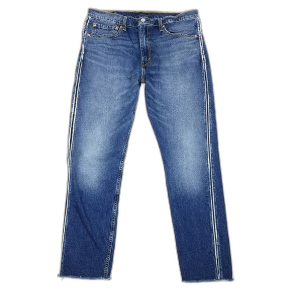 Levis CUSTOM 512 Slim Tapered Raw Hem Side Stripe Faded Denim Jeans Womens 10 - Picture 1 of 7